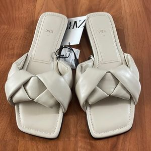 Zara Braided Leather Flat Sandals